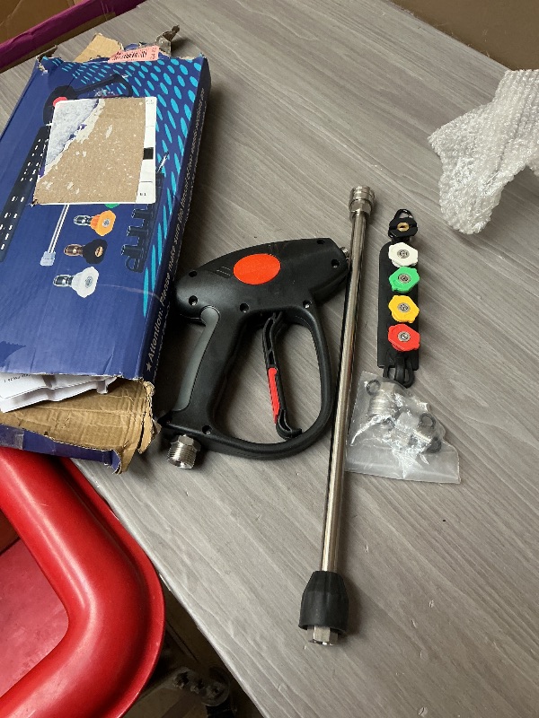 Photo 1 of M MINGLE Replacement Pressure Washer Gun with Extension Wand, M22 15mm or M22 14mm Fitting, 5 Nozzle Tips, 40 Inch, 4000 PSI