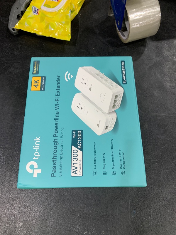 Photo 1 of TP-Link Powerline WiFi Extender TL-WPA8631P KIT- Includes AV1300 Powerline Network Adapter and AC1200 Dual Band Extender, 2x2 MIMO, 3 Gigabit Ports, Passthrough, Plug & Play