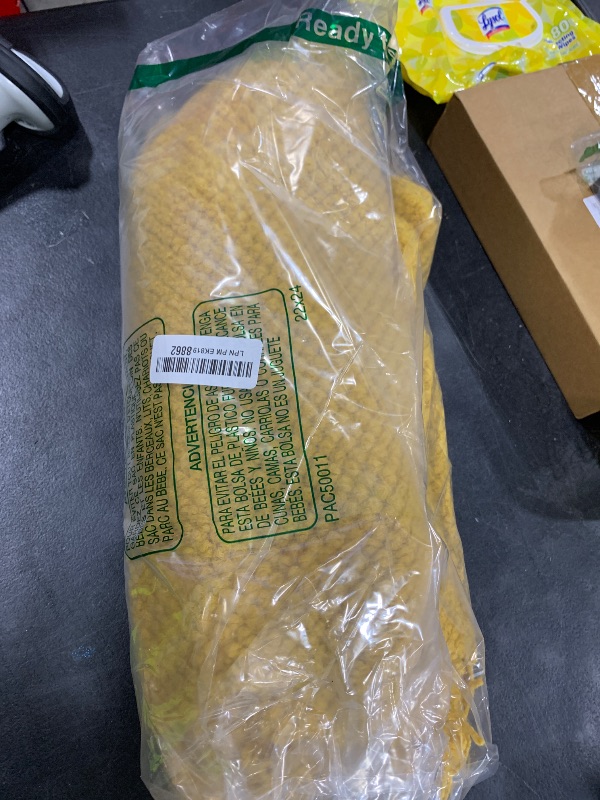 Photo 1 of LOMAO Knitted Throw Blanket with Tassels Bubble Textured Lightweight Throws for Couch Cover Home Decor (Mustard Yellow, 50x60)