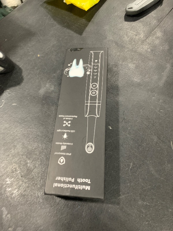 Photo 1 of Tooth Polisher, Rechargeable Tooth Whitening Kit for Teeth Cleaning and Whitening, with 3 Tooth Polish Paste and 5 Brush Heads, LED Light, Easy to Use at-Home Personal Dental Care Kit (Black)