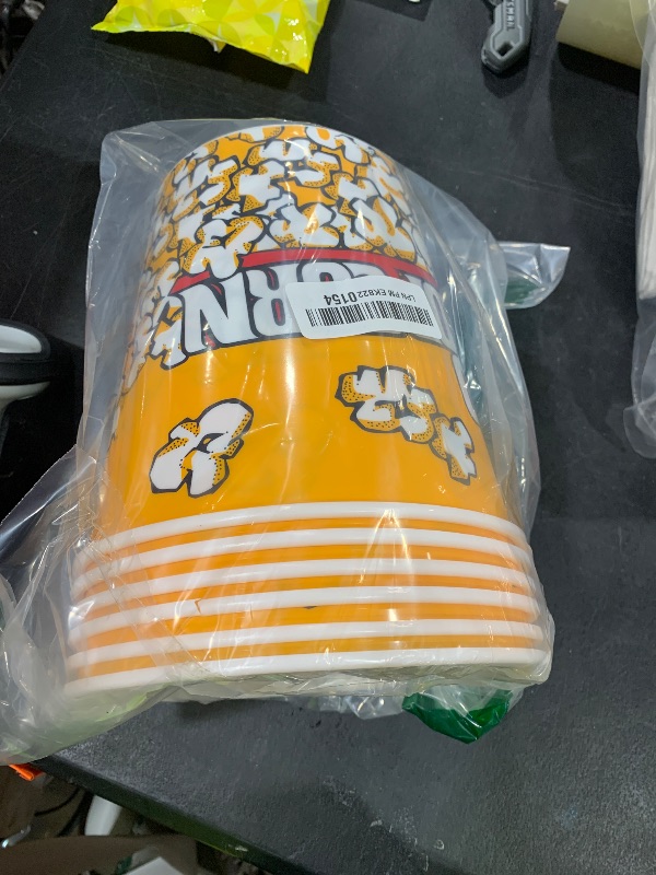 Photo 1 of Novelty Place Retro Style Plastic Popcorn Containers for Movie Night - 7" Tall x 7" Top Diameter (6 Pack)