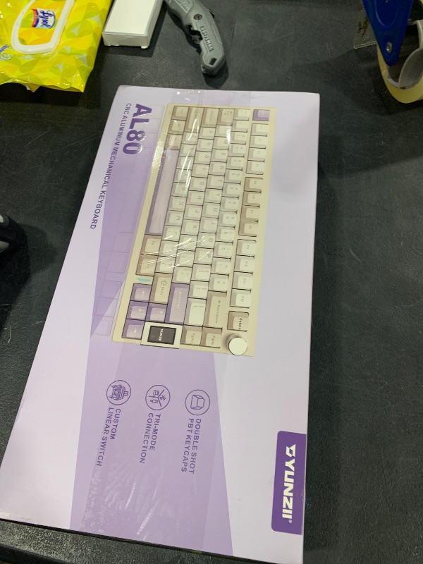 Photo 1 of YUNZII AL80 Wireless Mechanical Keyboard,Full Aluminum CNC, Smart LCD Display,Hot Swappable Gasket Mount 75% Layout with Knob,BT/2.4G/USB-C,QMK/VIA Support for Win/Mac (Beige, Cocoa Cream V2 Switch)