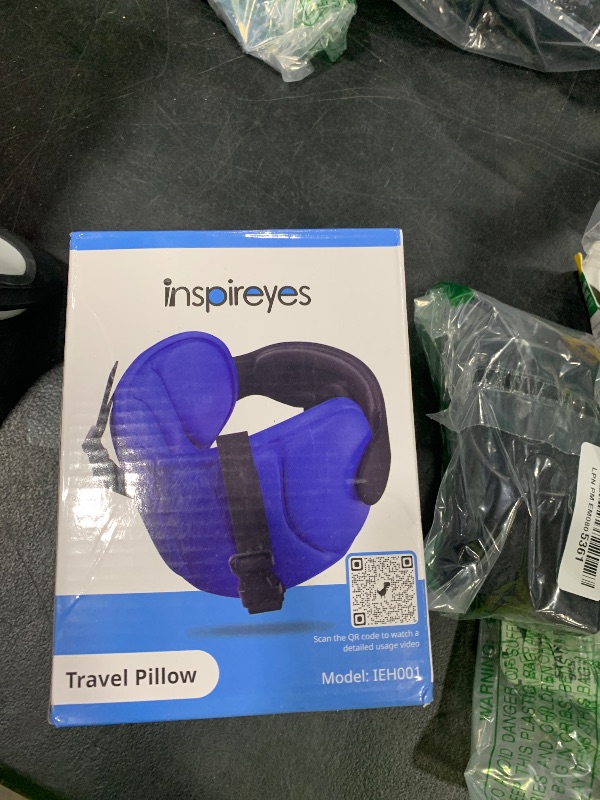Photo 1 of Inspireyes Travel Pillows for Airplanes, FSA HSA Eligible Approved Travel Accessories for Long Flight, Car Travel Pillow for Kids, Eye Mask for Sleeping Airplane, Dark Grey