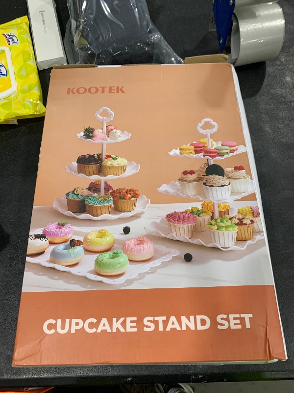 Photo 1 of Kootek Dessert Cupcake Stand, 10pcs Dessert Table Display Set, 3 Tiered Cup Cake Holder Tower Stand& Cookie Serving Trays for Wedding, Tea Party, Birthday, Baby Shower