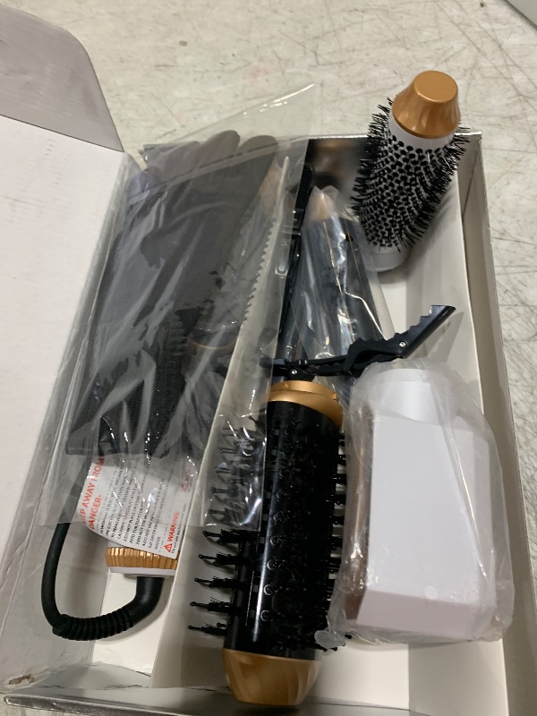 Photo 1 of ITEM HAS BEEN SLIGHTLY USED. - Ukliss 6 in 1 Blow Dryer Brush & Air Styler – Ionic Hair Dryer Brush for Straight/Curly/Thick Hair, Auto Curler, Magic Styler for Fast Drying, Frizz-Free, Salon & Travel Use (ALCI Plug) (White)