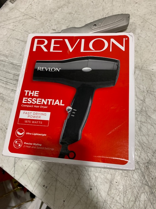 Photo 1 of REVLON Travel Hair Dryer | Salon-Style Blowouts, Lightweight Design, 1875 Watts for Fast Drying with 2 Heat & Speed Settings for Drying and Styling Flexibility (Black)