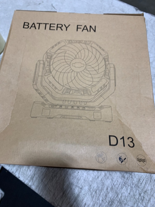 Photo 1 of Camping LED Fan with Light, 40000mAh Rechargeable Battery Powered Outdoor Tent Fan with Light and Hook, 4 Speed, Personal USB Desk Fan for Camping, Fishing, Power Outage,Hurricane, Worksite