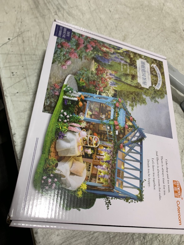 Photo 1 of TuKIIE DIY Miniature Dollhouse Furniture Kit, 1:24 Scale Creative Room Wooden Doll House Accessories Plus Dust Proof & Music Movement for Kids Teens Adults(Rose Garden Tea House)