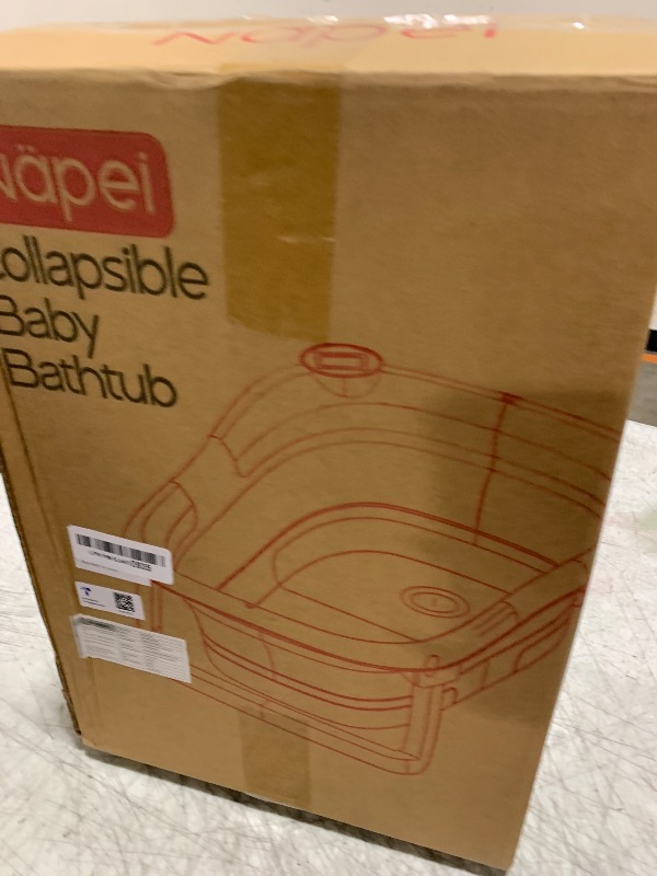 Photo 1 of napei Collapsible Baby Bathtub,Baby Bath Tub with Soft Cushion & Thermometer,Baby Bathtub Newborn to Toddler 0-36 Months,Portable Travel Baby Tub