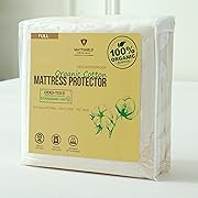 Photo 1 of Waterproof Organic Mattress Protector Full - Organic Cotton Breathable Mattress Pad Cover - 200 GSM Comfort - Deep Pocket - Fitted Comfort
