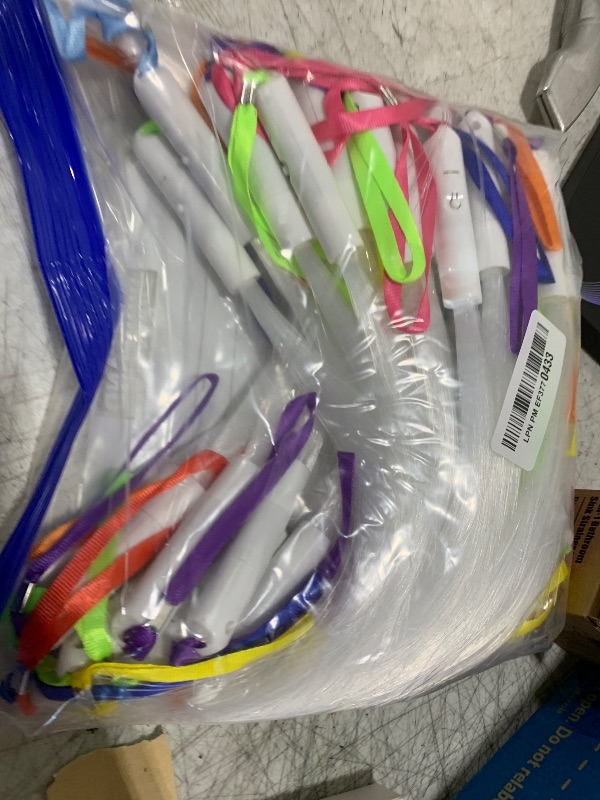 Photo 1 of 100 Pack White Fiber Optic Wand Glow Wand LED Light Up Wand Bulk with 3 Flashing Models Flashing Sticks for Glow in The Dark Birthday Party Favor Wedding Halloween Christmas, 8 Colors
