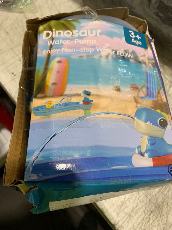 Photo 1 of Dinosaur Water Table Pump Continuous Flow - Rechargeable Water Pump for Water Table Accessories - Summer Outdoor Water Play Toys - Battery Powered Water Pump Outside (Blue)