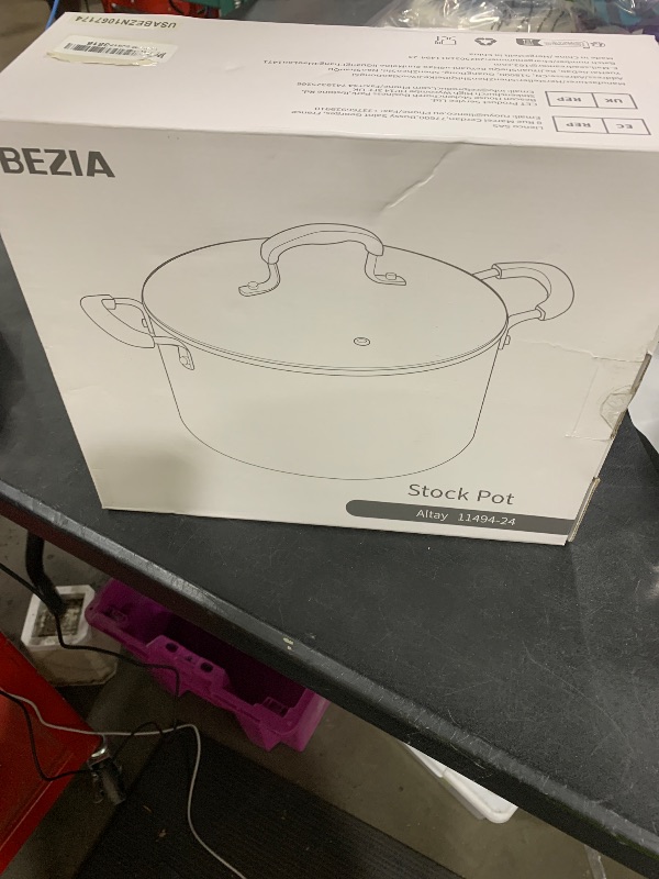 Photo 1 of 6 Quart Pot with Lid, BEZIA Ceramic Nonstick Stock Pot with Lid, Induction Ready, Large Cooking Pot with Silicone Handle, Compatible with All Cooktops, Dishwasher Safe