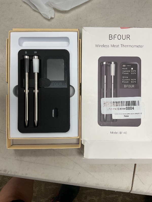 Photo 1 of BFOUR 524FT Meat Thermometer Digital Wireless with Smart App, Bluetooth Smoker Cooking Thermometer with LCD Booster, IP67 Waterproof & 752°F Heat Resistance 2 Meat Probes for Food Grill Oven and BBQ