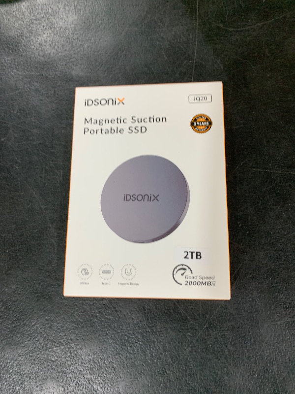 Photo 1 of iDsonix 2TB External SSD, Magnetic Portable SSD Up to 2000MB/s - USB-C, USB 3.2 Gen 2x2 External Solid State Drive Compatible with iPad, MacBook, PS5, Xbox - iQ20
