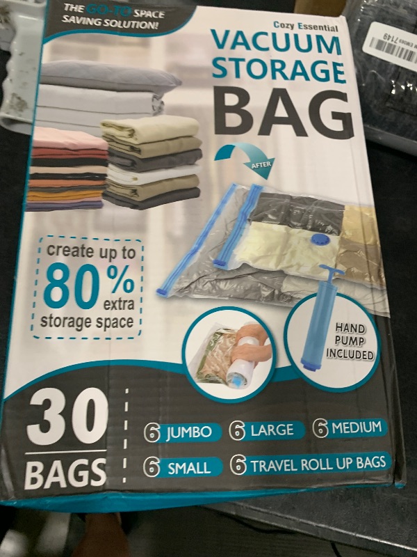 Photo 1 of 30 Pack Vacuum Storage Bags, Space Saver Vacuum Storage Bags, Vacuum Seal Bags for Clothing, Clothes, Comforters and Blankets, Hand Pump Included