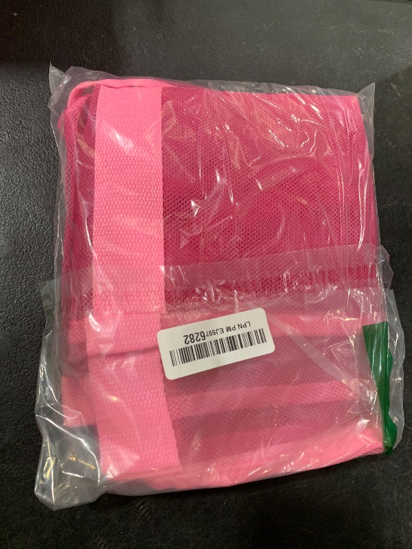 Photo 1 of Yunaeduo Extra Large Mesh Beach Bag - Lightweight & Foldable Family Beach Bag with 9 Pockets for Toys, Towels & Vacation Essentials - Pink