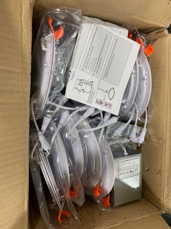Photo 1 of Fucoda 24 Pack Canless Recessed Lighting 6 Inch LED Ceiling Lights, 6000K Daylight, 1050LM High Brightness LED Lights, 12W 110W Eqv, Ultra-Thin Can Light