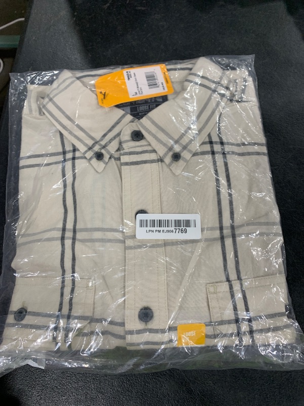 Photo 1 of Carhartt Men's 106140 Loose Fit Midweight Short-Sleeve Plaid Shirt - Large Tall - Malt