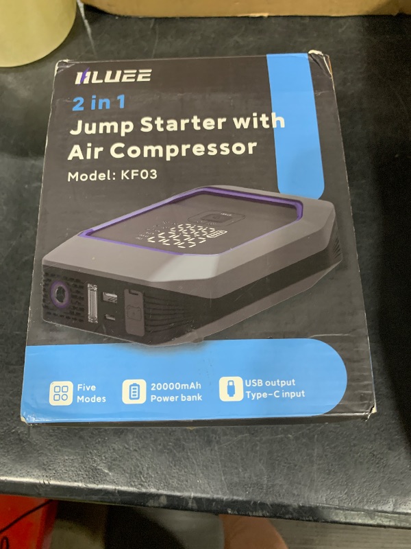 Photo 1 of Car Jump Starter with Air Compressor,Upgraded Portable Car Battery Charger 6000A Peak Current (for All Gas/10L Diesel Engine) 12V Jump Box Battery Pack with LED Lighting, Power Bank, Storage Bag