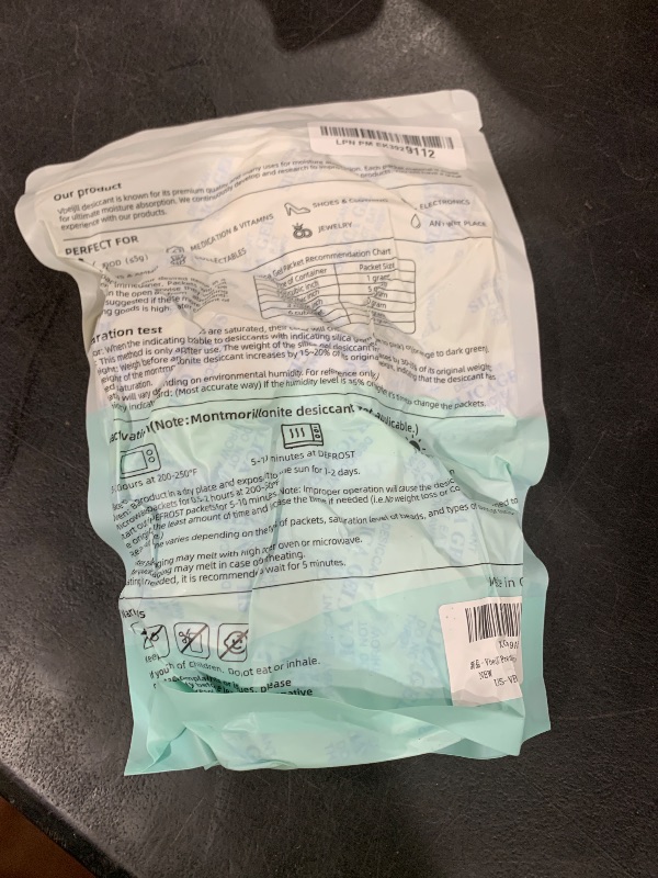 Photo 1 of Vbeijll Premium 20 Gram 20 Pcs Desiccant Silica Gel Packets with Color Indicating - Rechargeable Moisture Absorbers for Food Grade Silica Packets for Foods, Seeds, 3D Filaments, Electronics, Safes