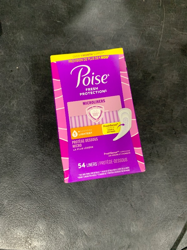 Photo 1 of Poise Daily Microliners, Incontinence Panty Liners, 1 Drop Lightest Absorbency, Regular, 54 Count of Pantiliners