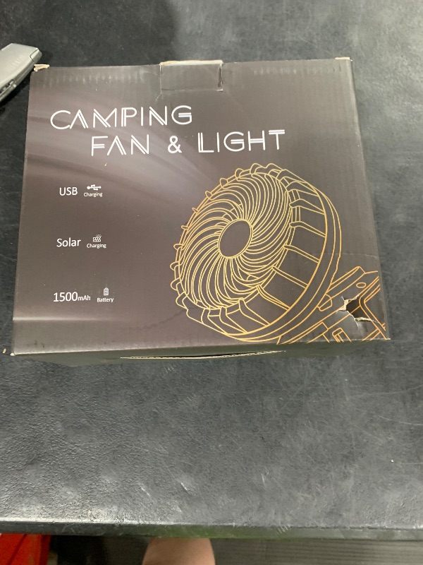 Photo 1 of 2-Pack Solar Camping Fan w/ Lantern, DIBMS Collapsible Solar Powered USB Rechargeable & Battery Powered Emergency Hanging Lights for Camping Tent Hurricanes Power Outages Storm Indoor Outdoor