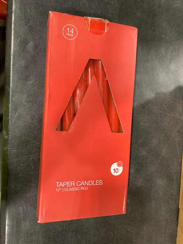 Photo 1 of Asama Red Taper Candles - Set of 14 Dripless Candles - 12 inch Tall, 3/4 inch Thick - 10 Hour Clean Burning