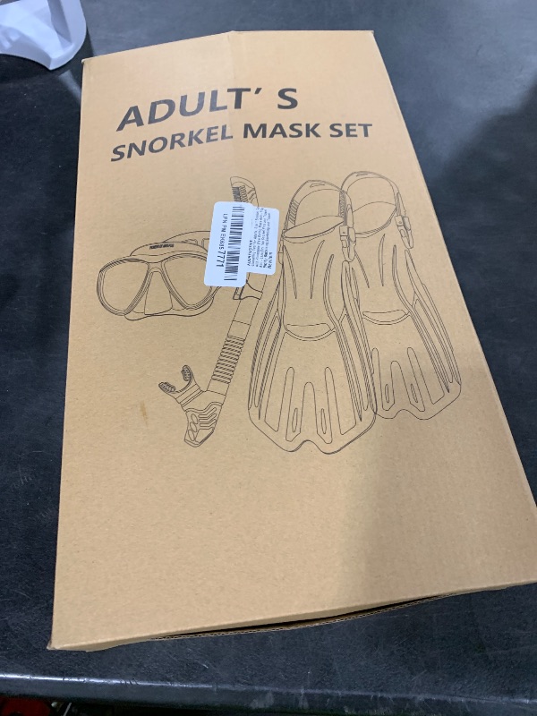 Photo 1 of Snorkeling Gear for Adults, 3 in 1 Snorkel Set with Panoramic View Diving Mask Anti-Fog Anti-Leak,Dry Top Snorkel,Fins and Travel Bag for Swimming,Snorkeling and Travel Diving, Black