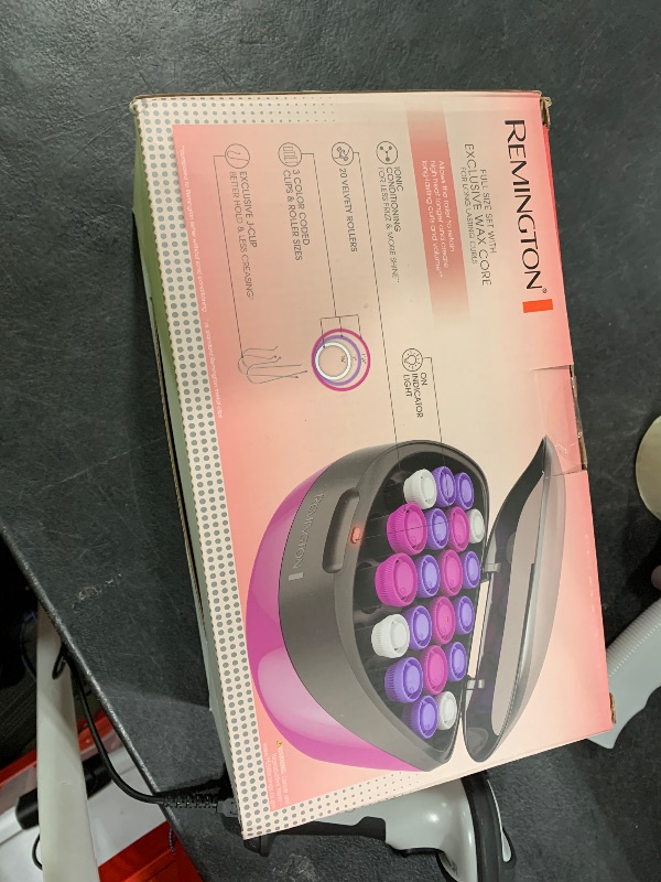 Photo 1 of Remington Ionic Conditioning Hair Setter, 20 Velvet Hair Rollers, 6 Large (1¼”), 10 Medium (1"), 4 Small (¾”), Blowout Style Hair Curlers