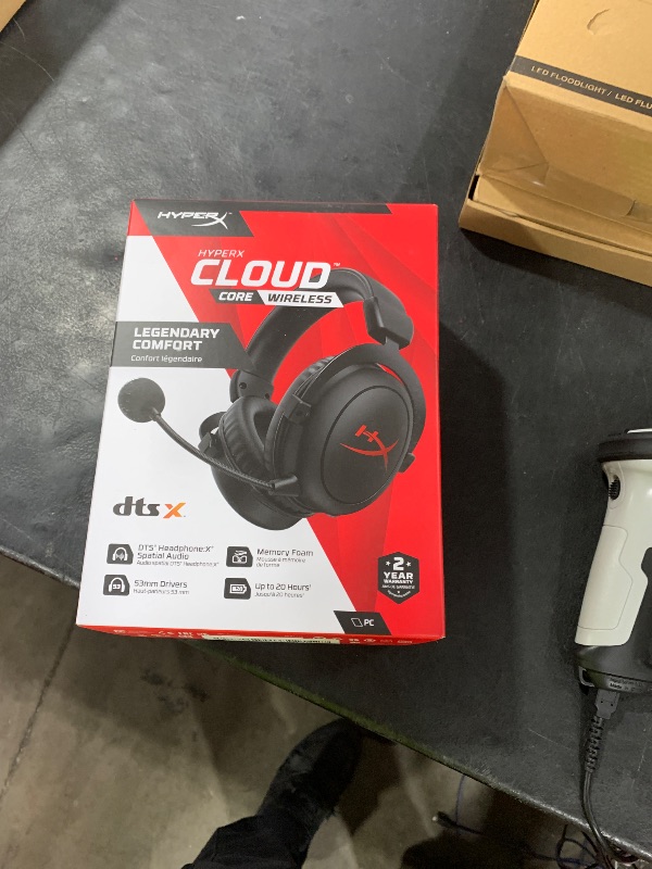 Photo 1 of Missing dongle usb. Does not charge the headset-HyperX Cloud Core – Wireless Gaming Headset for PC, DTS Headphone:X Spatial Audio, Memory Foam Ear Pads, Durable Aluminum Frame, Detachable Noise Cancelling Microphone,Black