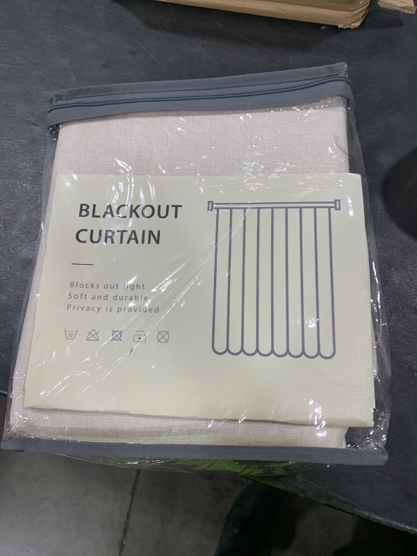 Photo 1 of 100% Blackout Shield Linen Blackout Curtains for Bedroom 84 Inches Long, Back Tab/Rod Pocket Living Room Drapes, Thermal Insulated Blackout Curtains 2 Panels Set, 50" W x 84" L, Cream