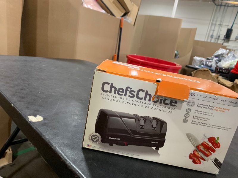 Photo 1 of Chef'sChoice 316 Diamond Hone Knife Sharpener for 15-Degree Knives with Precision Guides to Sharpen Straight and Fine Edge Knives, 2-Stage, Black