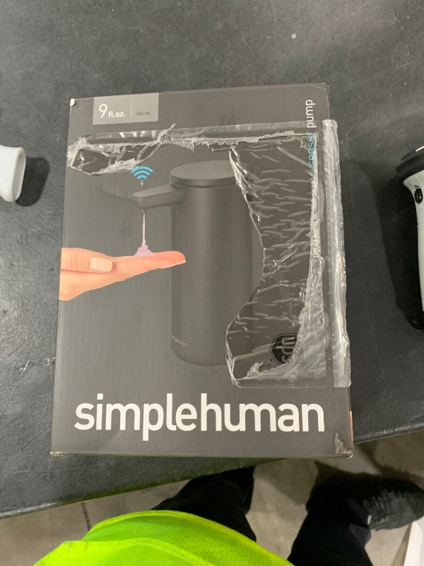 Photo 1 of simplehuman 9 oz. Touch-Free Automatic Rechargeable Sensor Pump, Matte Black Stainless Steel, New