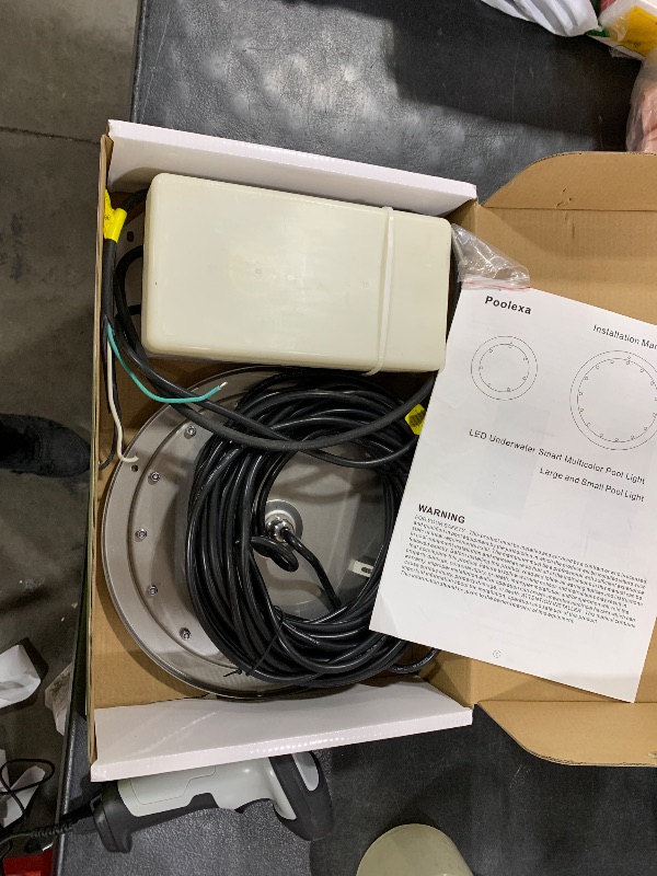 Photo 1 of Poolexa 10 Inch LED Multicolor Inground Pool Light – Stainless Steel Housing, 50ft Cord, RGB Controller for Wet Niche