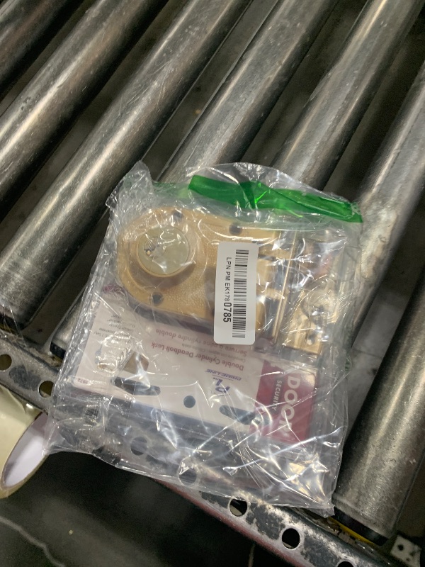 Photo 1 of Prime-Line U 9972 Jimmy-Resistant Deadlock, Diecast, Brass Color, Angle Strike, Double Cylinder (Single Pack)