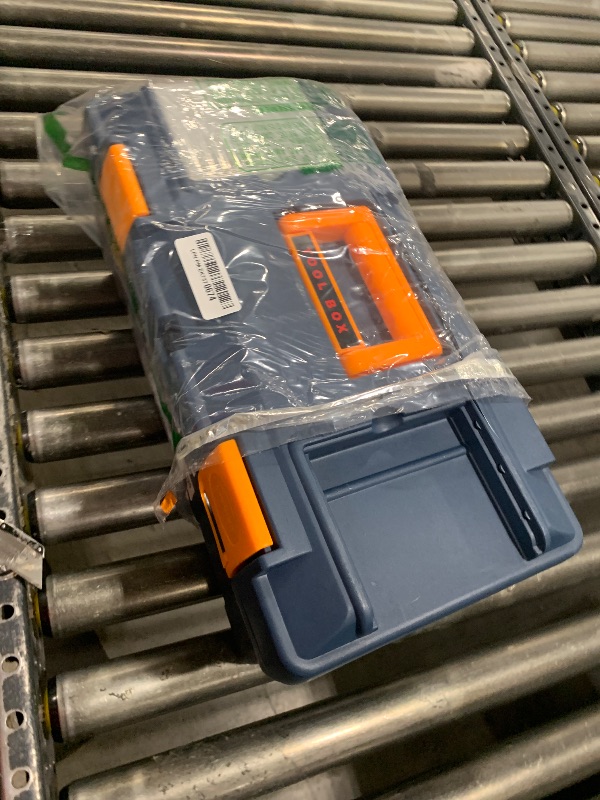 Photo 1 of Anyyion 18-inch Tool Box with Removable Tray, Small Parts Box On The Lid is Removable, Tray Can be Removed and Combined at Will (Blue)