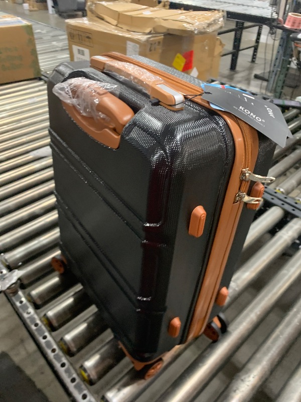 Photo 1 of Kono Luggage Set 4 Piece Carry On Hardside Luggage with TSA Lock Spinner Wheels Carry On Suitcase Apricot Black
