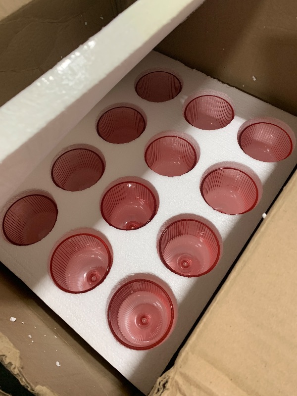 Photo 1 of 12 Pcs Pink Vintage Wine Glasses, 11 Ounces Colored Glass Water Goblets, Unique Embossed Pattern High Clear Stemmed Glassware Wedding Party Bar Glass Drinking Cups Fancy Glasses Set Hand Wash Only