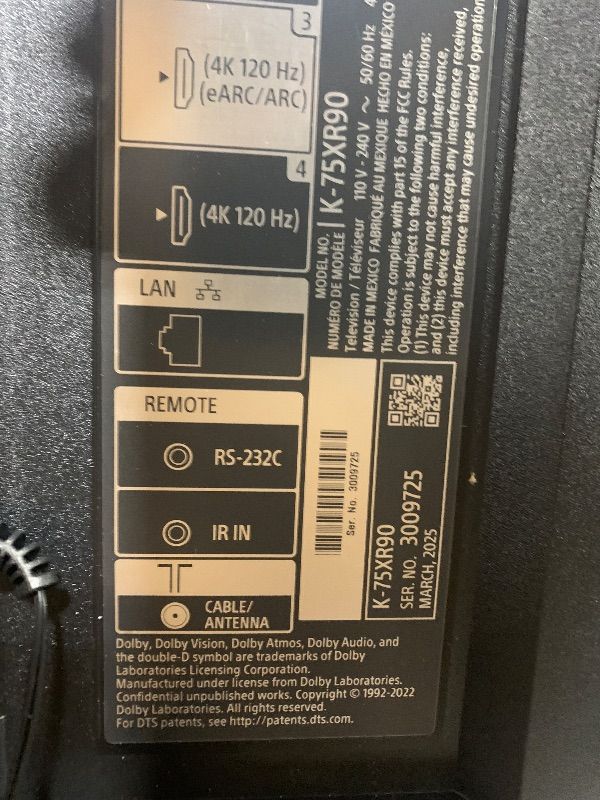 Photo 1 of Sony 75 Inch Mini LED QLED 4K Ultra HD TV BRAVIA 9 Smart Google TV with Dolby Vision HDR and Exclusive Features for PlayStation 5 (K-75XR90), 2024 Model