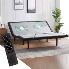 Photo 1 of California King Black Luxury Adjustable Bed Base, Wireless Remote, Head/Foot Massage, LED Lighting and Dual USB Ports


