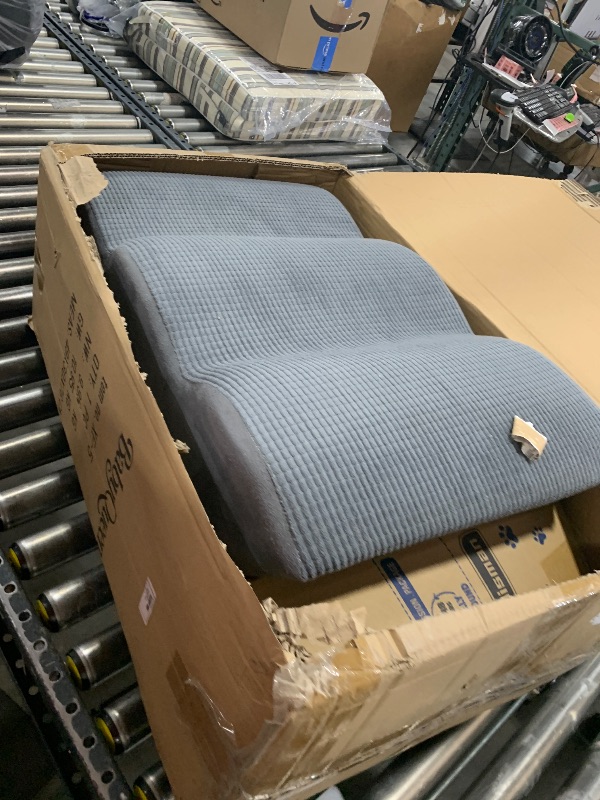 Photo 1 of 3-Step Dog Ramp and Stairs for Sofa and Chair - Non-Slip Sturdy Pet Steps for Small Dogs and Cats,15.7" H,Grey