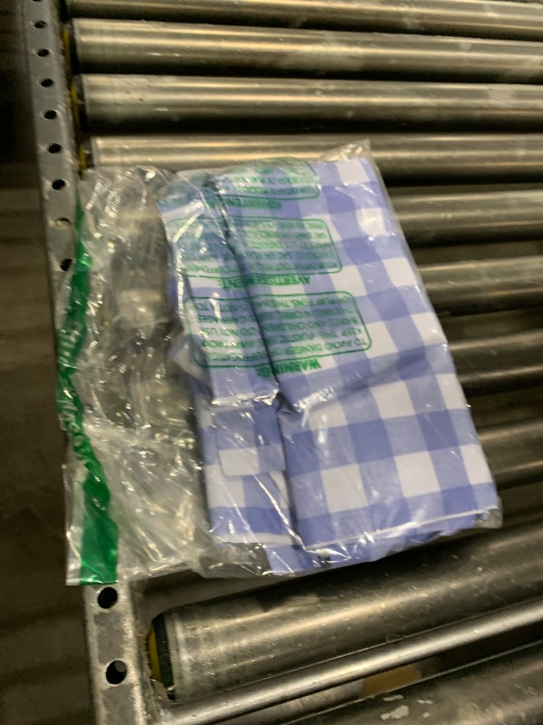 Photo 1 of Romanstile Rectangle Vinyl PVC Tablecloth, 100% Waterproof Buffalo Plaid Plastic Table Cloth,  54 x 78, Light Blue