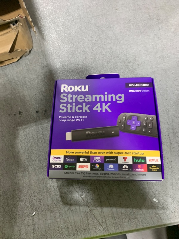Photo 1 of Roku Streaming Stick 4K - HDR & Dolby Vision Roku Streaming Device for TV with Voice Remote & Long-Range Wi-Fi - Free & Live TV