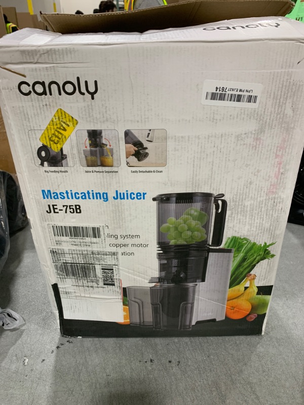 Photo 1 of Cold Press Juicer, 5.8" Wide Feed Chute Juice Extractor Machine with 400W, High Juice Yield, Slow Masticating Juicer for Whole Vegetables & Fruits, Metallic Silver