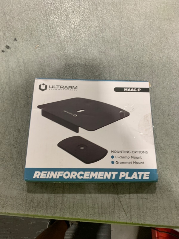 Photo 1 of ULTRARM Steel Monitor Mount Reinforcement Plate for Thin Glass & Other Fragile Tabletop - Steel Bracket Plate Fits Most Monitor Stand Grommet & C-Clamp Monitor Arm Mounts Installation Black MAAC-P