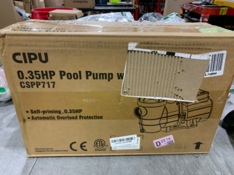Photo 1 of CIPU Pool Pump with Timer 2700GPH 115V Powerful Self Priming Above Ground Swimming Pool Pump 0.35HP with Filter Basket Low Noise for Pools Hot Tub Spa Water Circulation