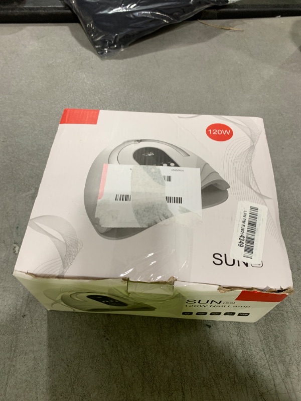 Photo 1 of Sunrich UV Gel Nail Lamp 120W LED Nail Light Fast Dryer for Gel Polish Curing with 4 Timers Portable Handle Large Space Automatic Sensor (White)