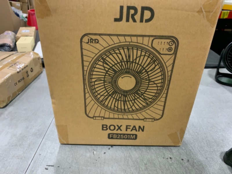 Photo 1 of JRD 13inch Box Fan with Robust Airflow, Cooling Desk Fan with Digital Touch Control, 3 Speed Settings, 5 Blades, 15-Hour Timer, Portable Table Fan for Bedroom, Office, Home, Kitchen, Black