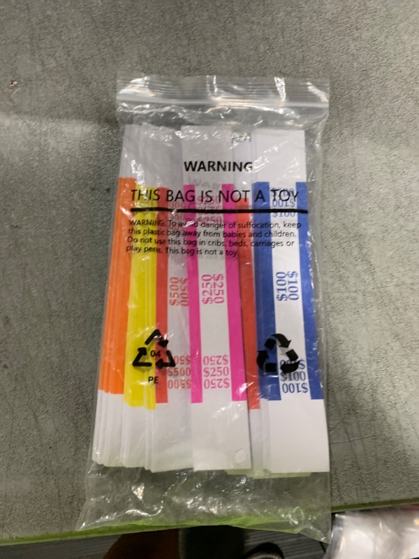 Photo 1 of L LIKED Pack of 250 Currency Band Bundles Self Sealing Currency Straps Bands Money Bill Wrappers (50 of Each - 250 Assorted)